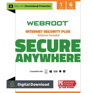 Webroot – Internet Security Plus + Antivirus Protection (6 Devices) (1-Year Subscription)